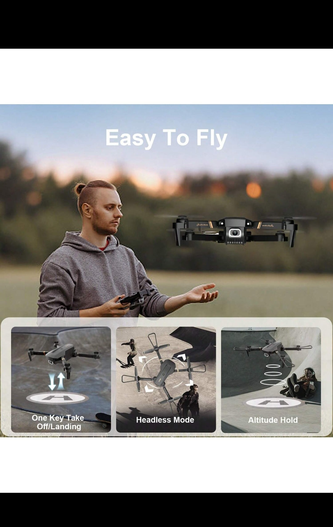 Regno Unito 4DRC V4 Foldable Mini Drone con fotocamera 4K 1080P HD Drone,3 batterie, droni per adulti bambini, quadricottero telecomandato, logistica è inviata casualmente da Evri, posta reale, logistica Amazon,