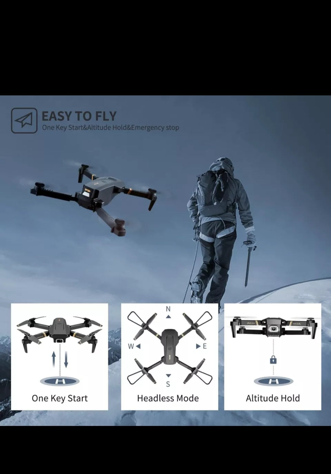 Regno Unito 4DRC V4 Foldable Mini Drone con fotocamera 4K 1080P HD Drone,3 batterie, droni per adulti bambini, quadricottero telecomandato, logistica è inviata casualmente da Evri, posta reale, logistica Amazon,